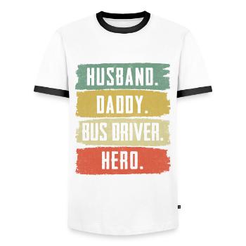 Funny school bus driver school bus bus driver - Men's Ringer Shirt - white/black - Front - AI Model Female 172 light (172cm) & AI Model Male 178 dark (178cm)