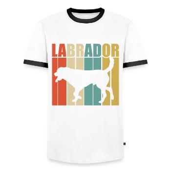 Labrador rétro - T-shirt contrasté Homme - blanc/noir - Devant - AI Model Female 172 light (172cm) & AI Model Male 178 dark (178cm)