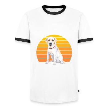 Labrador Dad Labrador Papa - Männer Kontrast-T-Shirt - Weiß/Schwarz - Vorne - AI Model Female 172 light (172cm) & AI Model Male 178 dark (178cm)