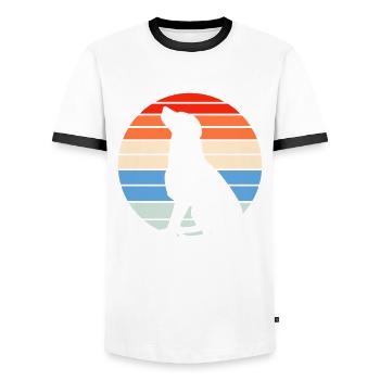 Labrador rétro - T-shirt contrasté Homme - blanc/noir - Devant - AI Model Female 172 light (172cm) & AI Model Male 178 dark (178cm)