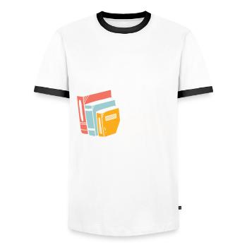 Bookworm Book Lover Librarian Gift - Men's Ringer Shirt - white/black - Front - AI Model Female 172 light (172cm) & AI Model Male 178 dark (178cm)