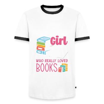Bookworm Book Lover Librarian Gift - Men's Ringer Shirt - white/black - Front - AI Model Female 172 light (172cm) & AI Model Male 178 dark (178cm)
