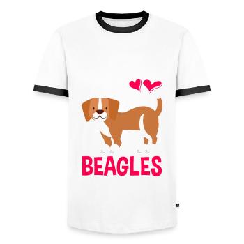Drôle Beagle Cadeau Beagle Fille - T-shirt contrasté Homme - blanc/noir - Devant - AI Model Female 172 light (172cm) & AI Model Male 178 dark (178cm)