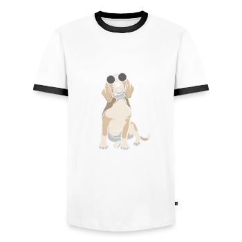Drôle de cadeau Beagle - T-shirt contrasté Homme - blanc/noir - Devant - AI Model Female 172 light (172cm) & AI Model Male 178 dark (178cm)