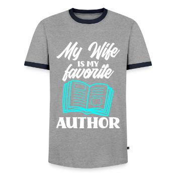 Auteur Auteur Drôle Auteur Cadeau - T-shirt contrasté Homme - gris/marine  - Devant - AI Model Female 172 light (172cm) & AI Model Male 178 light (178cm)