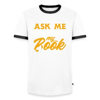 Author Author Funny Author Gift - Men's Ringer Shirt - white/black - Front - AI Model Female 172 light (172cm) & AI Model Male 178 dark (178cm)