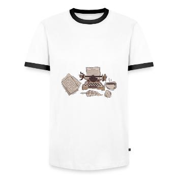 Author Author Funny Author Gift - Men's Ringer Shirt - white/black - Front - AI Model Female 172 light (172cm) & AI Model Male 178 dark (178cm)