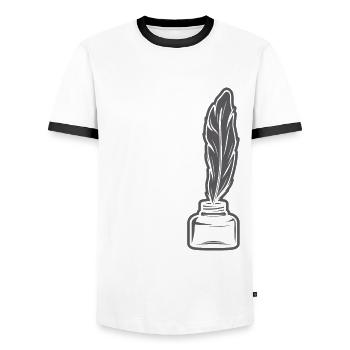 Author Author Funny Author Gift - Men's Ringer Shirt - white/black - Front - AI Model Female 172 light (172cm) & AI Model Male 178 dark (178cm)