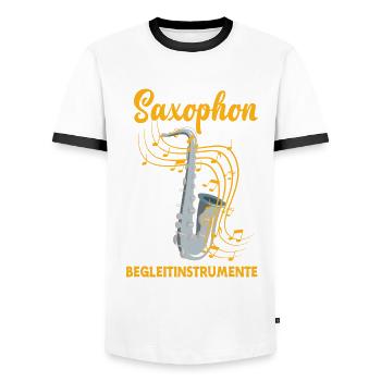 Saxophon Saxophon Saxophon - Männer Kontrast-T-Shirt - Weiß/Schwarz - Vorne - AI Model Female 172 light (172cm) & AI Model Male 178 dark (178cm)