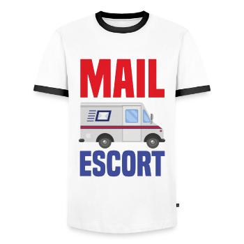 Funny Letter Deliverer Post Post Gifts - Men's Ringer Shirt - white/black - Front - AI Model Female 172 light (172cm) & AI Model Male 178 dark (178cm)