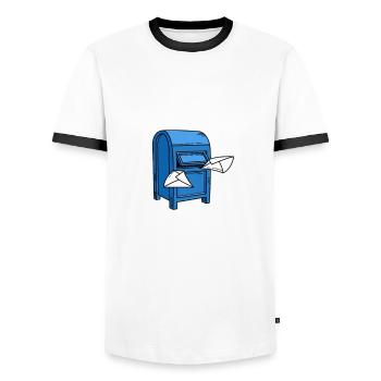 Funny Letter Deliverer Post Post Gifts - Men's Ringer Shirt - white/black - Front - AI Model Female 172 light (172cm) & AI Model Male 178 dark (178cm)