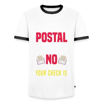 Funny Letter Deliverer Post Post Gifts - Men's Ringer Shirt - white/black - Front - AI Model Female 172 light (172cm) & AI Model Male 178 dark (178cm)