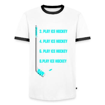 Lustiges Eishockey Hockey Geschenk Geschenkidee - Männer Kontrast-T-Shirt - Weiß/Schwarz - Vorne - AI Model Female 172 light (172cm) & AI Model Male 178 dark (178cm)