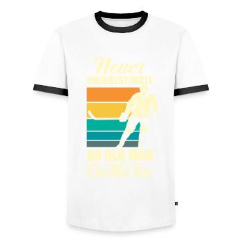 Lustiges Eishockey Hockey Geschenk Geschenkidee - Männer Kontrast-T-Shirt - Weiß/Schwarz - Vorne - AI Model Female 172 light (172cm) & AI Model Male 178 dark (178cm)