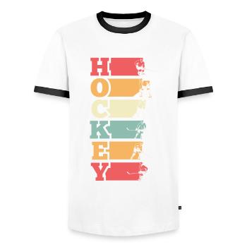 Lustiges Eishockey Hockey Geschenk Geschenkidee - Männer Kontrast-T-Shirt - Weiß/Schwarz - Vorne - AI Model Female 172 light (172cm) & AI Model Male 178 dark (178cm)