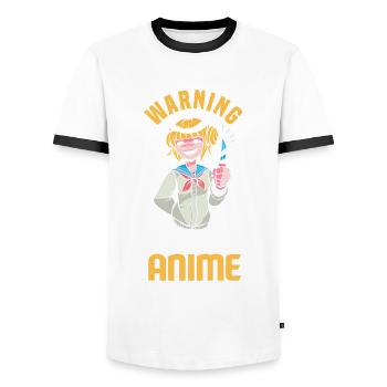 Funny Anime Gift - Men's Ringer Shirt - white/black - Front - AI Model Female 172 light (172cm) & AI Model Male 178 dark (178cm)