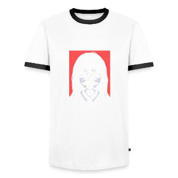 Funny Anime Gift - Men's Ringer Shirt - white/black - Front - AI Model Female 172 light (172cm) & AI Model Male 178 dark (178cm)
