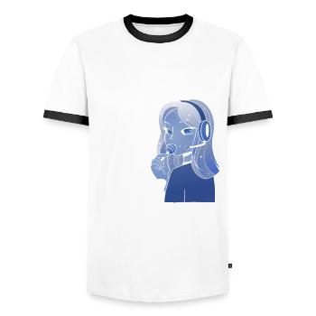 Funny Anime Gift - Men's Ringer Shirt - white/black - Front - AI Model Female 172 light (172cm) & AI Model Male 178 dark (178cm)