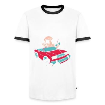 Funny Anime Gift - Men's Ringer Shirt - white/black - Front - AI Model Female 172 light (172cm) & AI Model Male 178 dark (178cm)