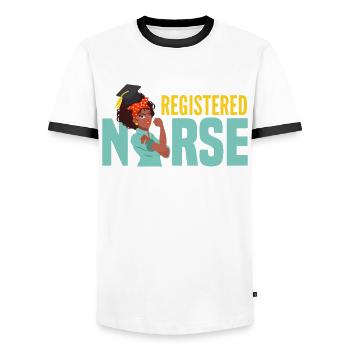 Krankenschwester Pfleger Krankenpfleger - Männer Kontrast-T-Shirt - Weiß/Schwarz - Vorne - AI Model Female 172 light (172cm) & AI Model Male 178 dark (178cm)