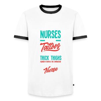 Krankenschwester Pfleger Krankenpfleger - Männer Kontrast-T-Shirt - Weiß/Schwarz - Vorne - AI Model Female 172 light (172cm) & AI Model Male 178 dark (178cm)