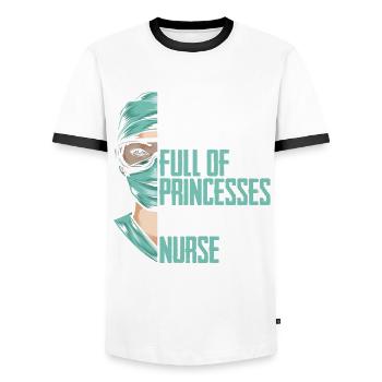 Krankenschwester Pfleger Krankenpfleger - Männer Kontrast-T-Shirt - Weiß/Schwarz - Vorne - AI Model Female 172 light (172cm) & AI Model Male 178 dark (178cm)