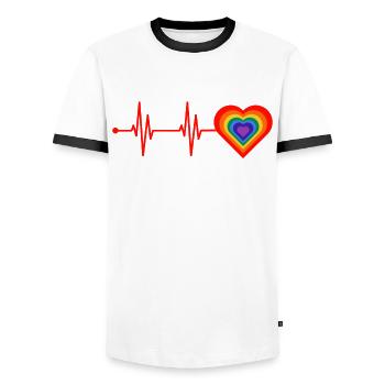 LGBT Pride LGBTQ Pride - Men's Ringer Shirt - white/black - Front - AI Model Female 172 light (172cm) & AI Model Male 178 dark (178cm)
