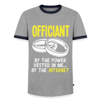 Registrar Registrar Registrar Wedding - Men's Ringer Shirt - grey/navy  - Front - AI Model Female 172 light (172cm) & AI Model Male 178 light (178cm)