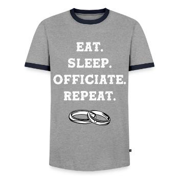 Registrar Registrar Registrar Wedding - Men's Ringer Shirt - grey/navy  - Front - AI Model Female 172 light (172cm) & AI Model Male 178 light (178cm)