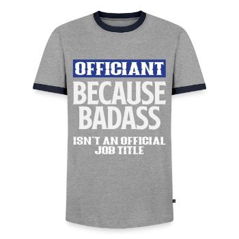 Registrar Registrar Registrar Wedding - Men's Ringer Shirt - grey/navy  - Front - AI Model Female 172 light (172cm) & AI Model Male 178 light (178cm)