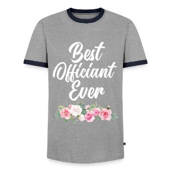 Registrar Registrar Registrar Wedding - Men's Ringer Shirt - grey/navy  - Front - AI Model Female 172 light (172cm) & AI Model Male 178 light (178cm)