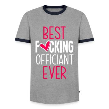 Registrar Registrar Registrar Wedding - Men's Ringer Shirt - grey/navy  - Front - AI Model Female 172 light (172cm) & AI Model Male 178 light (178cm)