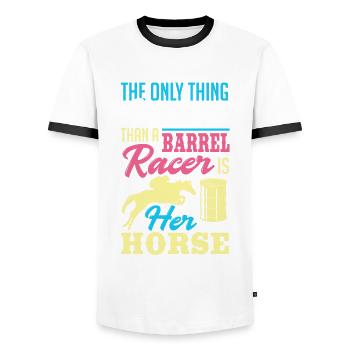 Fun Horse Racing Horse Racing Gift Idea - Men's Ringer Shirt - white/black - Front - AI Model Female 172 light (172cm) & AI Model Male 178 dark (178cm)