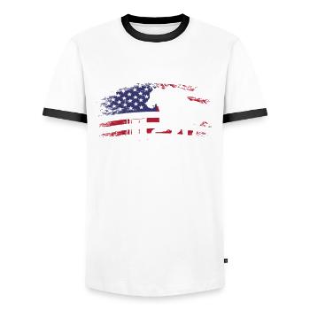 Fun Horse Racing Horse Racing Gift Idea - Men's Ringer Shirt - white/black - Front - AI Model Female 172 light (172cm) & AI Model Male 178 dark (178cm)