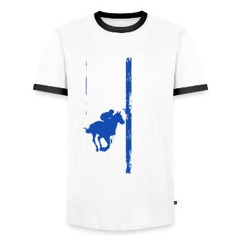 Fun Horse Racing Horse Racing Gift Idea - Men's Ringer Shirt - white/black - Front - AI Model Female 172 light (172cm) & AI Model Male 178 dark (178cm)