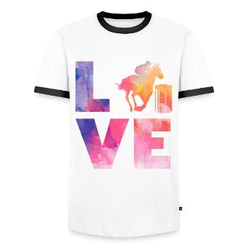 Fun Horse Racing Horse Racing Gift Idea - Men's Ringer Shirt - white/black - Front - AI Model Female 172 light (172cm) & AI Model Male 178 dark (178cm)