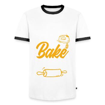 Funny Hobby Baker Gift - Men's Ringer Shirt - white/black - Front - AI Model Female 172 light (172cm) & AI Model Male 178 dark (178cm)