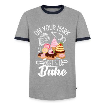 Lustiges Hobby Bäcker Geschenk - Männer Kontrast-T-Shirt - Grau/Navy  - Vorne - AI Model Female 172 light (172cm) & AI Model Male 178 light (178cm)