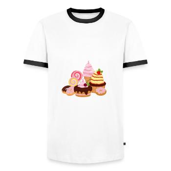 Funny Hobby Baker Gift - Men's Ringer Shirt - white/black - Front - AI Model Female 172 light (172cm) & AI Model Male 178 dark (178cm)