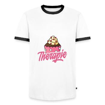 Backen Ist Günstiger Als Therapie Lustiges Backen - Männer Kontrast-T-Shirt - Weiß/Schwarz - Vorne - AI Model Female 172 light (172cm) & AI Model Male 178 dark (178cm)