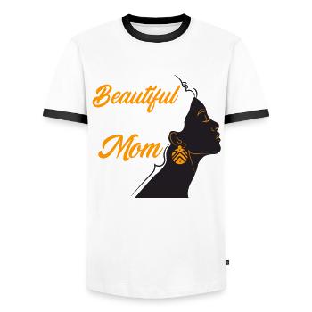 Melanin African American African American Woman - Men's Ringer Shirt - white/black - Front - AI Model Female 172 light (172cm) & AI Model Male 178 dark (178cm)