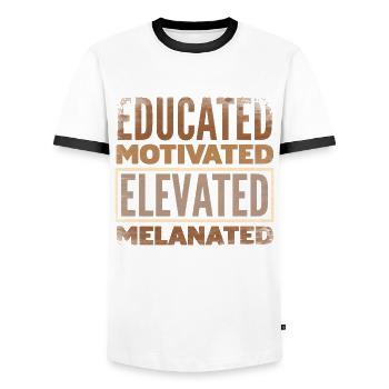 Melanin African American African American Woman - Men's Ringer Shirt - white/black - Front - AI Model Female 172 light (172cm) & AI Model Male 178 dark (178cm)