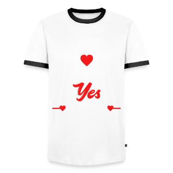 Homeowner Home Purchase Gift - Men's Ringer Shirt - white/black - Front - AI Model Female 172 light (172cm) & AI Model Male 178 dark (178cm)