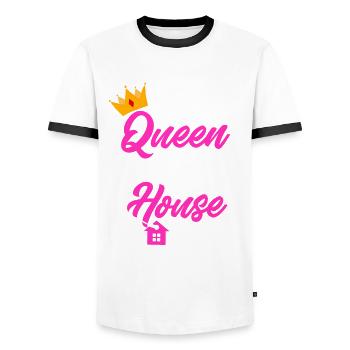 Homeowner Home Purchase Gift - Men's Ringer Shirt - white/black - Front - AI Model Female 172 light (172cm) & AI Model Male 178 dark (178cm)
