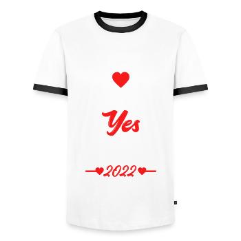 Homeowner Home Purchase Gift - Men's Ringer Shirt - white/black - Front - AI Model Female 172 light (172cm) & AI Model Male 178 dark (178cm)