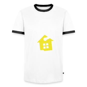 Homeowner Home Purchase Gift - Men's Ringer Shirt - white/black - Front - AI Model Female 172 light (172cm) & AI Model Male 178 dark (178cm)