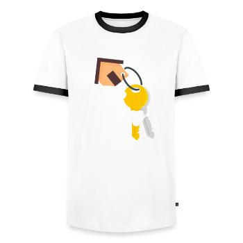 Homeowner Home Purchase Gift - Men's Ringer Shirt - white/black - Front - AI Model Female 172 light (172cm) & AI Model Male 178 dark (178cm)