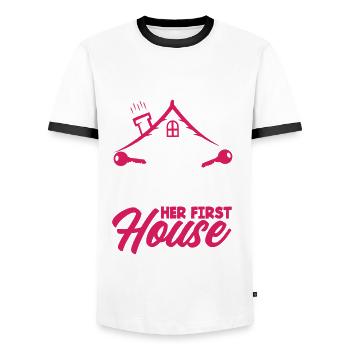 Hausbesitzer Hauskauf Geschenk - Männer Kontrast-T-Shirt - Weiß/Schwarz - Vorne - AI Model Female 172 light (172cm) & AI Model Male 178 dark (178cm)