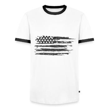 Gardiens de prison Agents pénitentiaires - T-shirt contrasté Homme - blanc/noir - Devant - AI Model Female 172 light (172cm) & AI Model Male 178 dark (178cm)