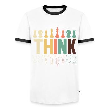 Drôle de joueur d’échecs Cadeau de joueur d’échecs - T-shirt contrasté Homme - blanc/noir - Devant - AI Model Female 172 light (172cm) & AI Model Male 178 dark (178cm)